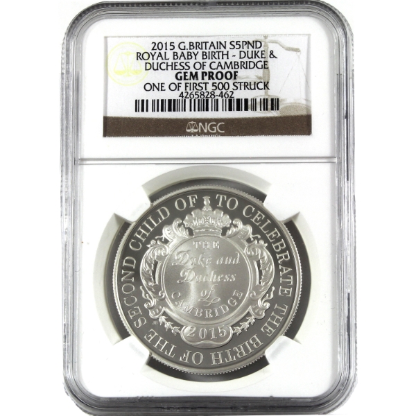 Great Britian Silver 2015 5 Pound The Royal Birth Sterling Silver Coin NGC GEM Proof