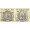 Image 1 : Silver $1 1953 NSF SWL EF40 & 1954 SWL MS62 ICCS Certified. 2pcs.