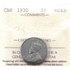 Image 1 : 5-cent 1930 ICCS MS63