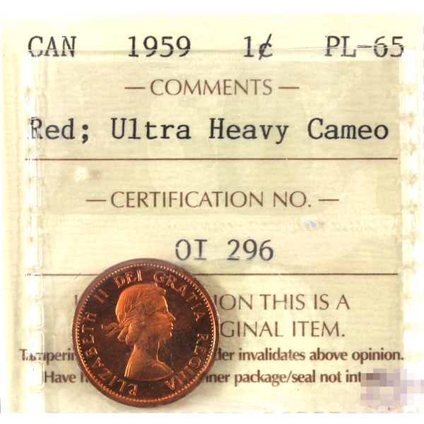 1-cent 1959 ICCS PL65 Red; UHC