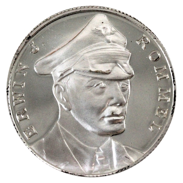 General Erwin J. Rommel "The Desert Fox" Afrikakorps German Silver Plated Copper Medal. 35mm