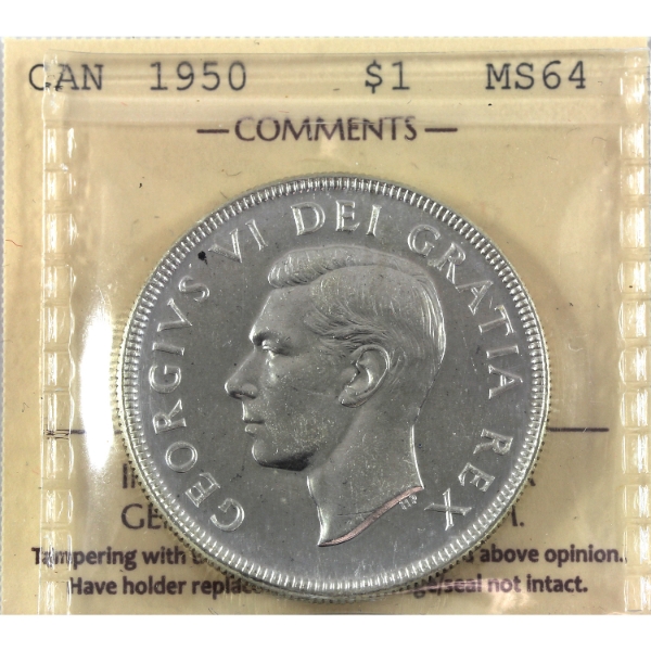 Silver $1 1950 SWL ICCS MS64