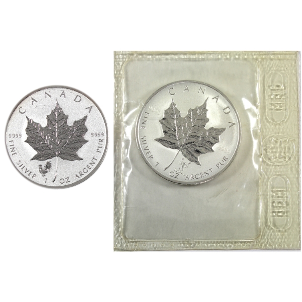 2x 1oz $5 SML 2004 Scorpio Privy & 2012 Rooster Privy .9999 Fine Silver. 2pcs (Tax Exempt)