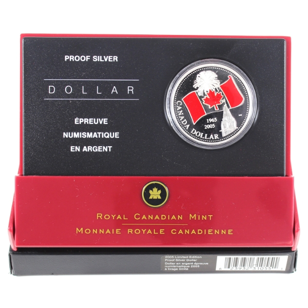 2005 Ltd. Ed. Red Enamel National Flag Proof Silver Dollar (Tax Exempt)
