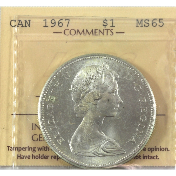 Silver $1 1967 ICCS MS65