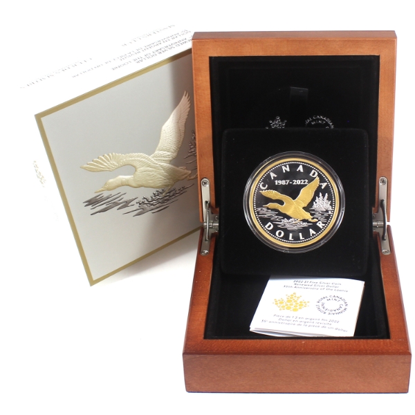 2022 $1 Renewed Silver Dollar: 35th Anniversary of the Loonie .9999 Fine Silver Coin (Tax Exempt)