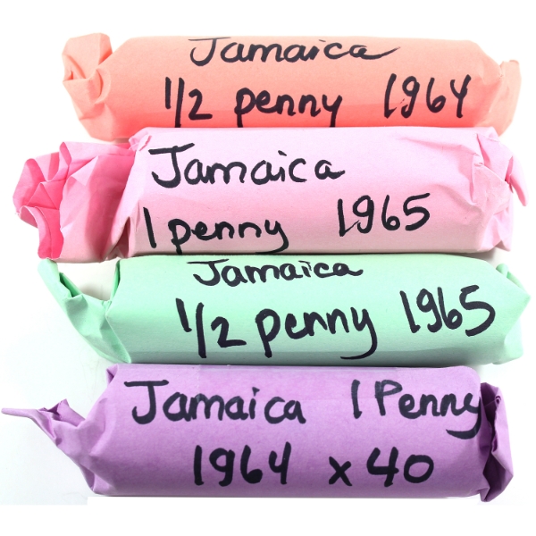 Jamaica 1964 & 1965 Penny & Half Penny Uncirculated (Mint State) Rolls of 40pcs. 4 Rolls