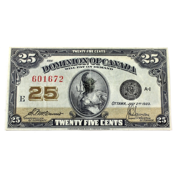 DC-24c 1923 25-cent 'Shinplaster' VF-EF McCavour-Saunders SN:601672