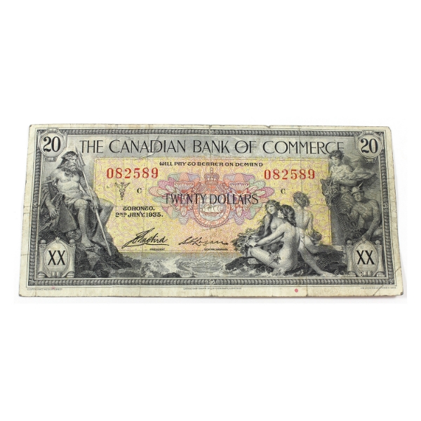 75-18-10 1935 $20 Canadian Bank of Commerce F12 Aird-Logan SN:082589 Check Letter C