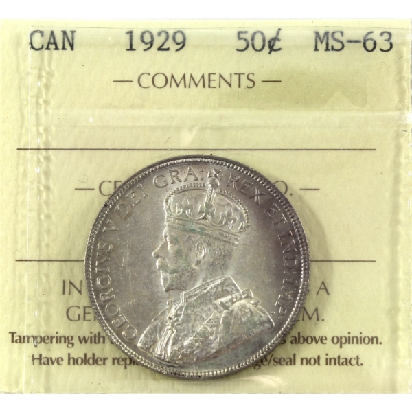 50-cent 1929 ICCS MS63