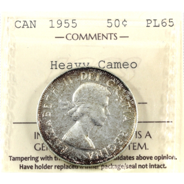 50-cent 1955 ICCS PL65 Heavy Cameo