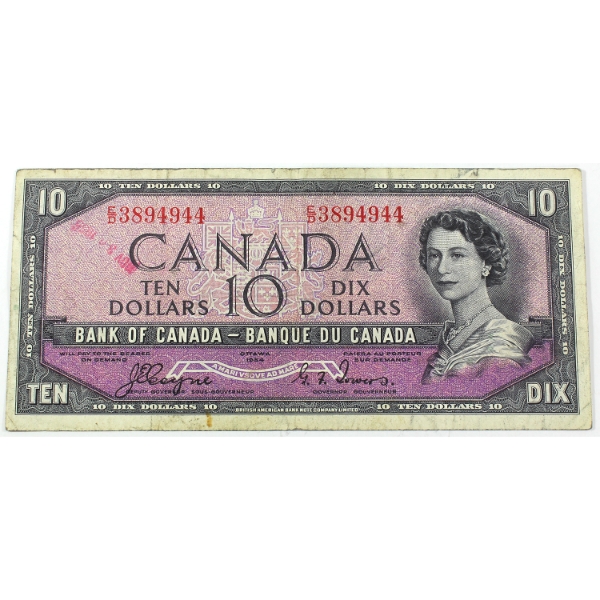 BC-32a 1954 $10 Devil's Face VF20 Coyne-Towers SN: E/D3894944