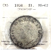 Image 1 : Silver $1 1938 ICCS MS62