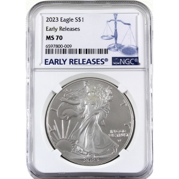 USA Silver 2023 $1 Silver Eagle Early Releases Fine Silver Coin NGC MS70 (Tax Exempt)