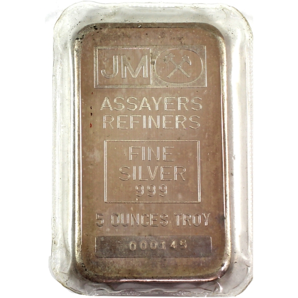 5oz JM Johnson Matthey .999 Fine Silver Bar w/ TD Bank Back, Sealed (Tax Exempt)