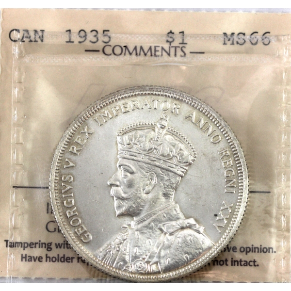 Silver $1 1935 ICCS MS66