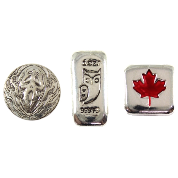 2.5oz Lot Total! RSSC .999 Fine Silver Bars & Round. 3pcs. (Tax Exempt)