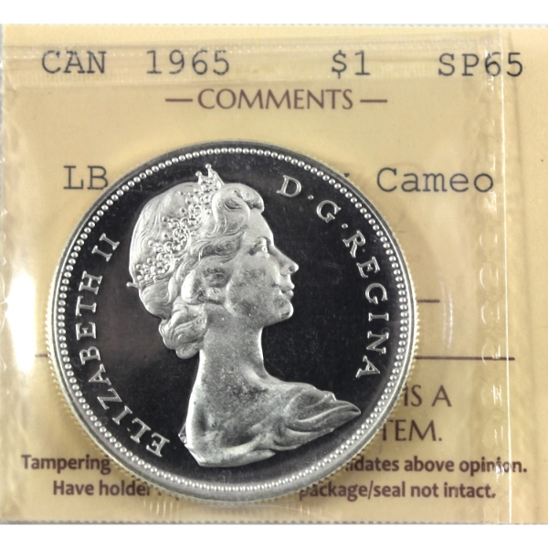 Silver $1 1965 LB B5 Type 3 ICCS SP65 Heavy Cameo