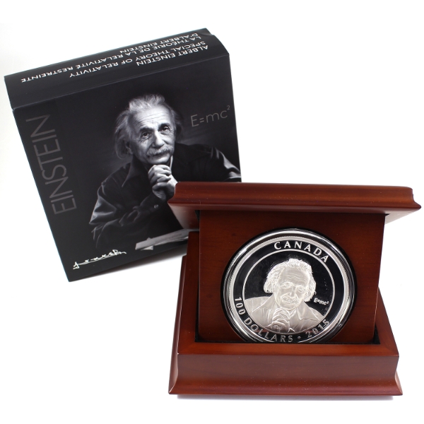 2015 $100 Albert Einstein- Special Theory of Relativity 10oz .9999 Fine Silver Coin (Tax Exempt)