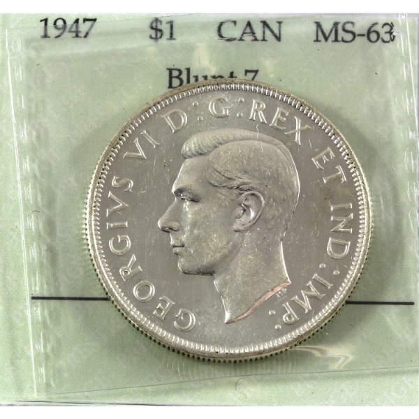 Silver $1 1947 Blunt 7 Prestige Certified MS63