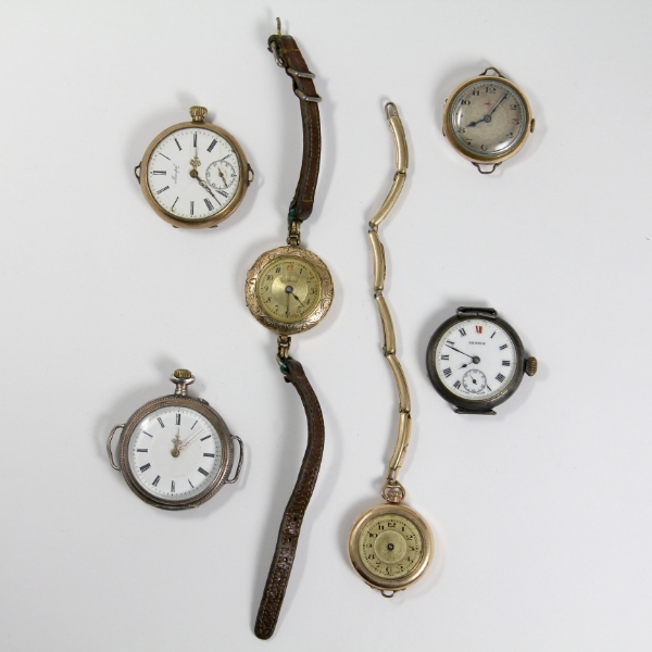 Six (6) Early Swiss Wristwatches