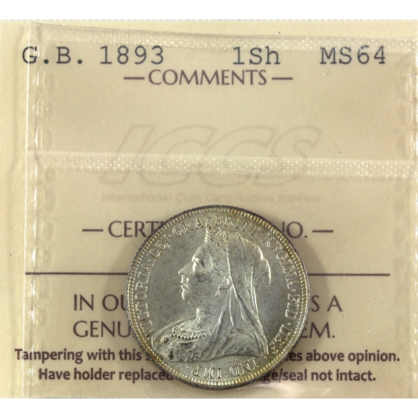 Great Britain Silver 1893 Shilling ICCS MS64