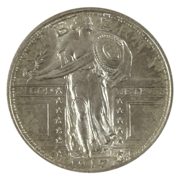 USA Silver 1917 Standing Liberty Quarter BU (Scratched)