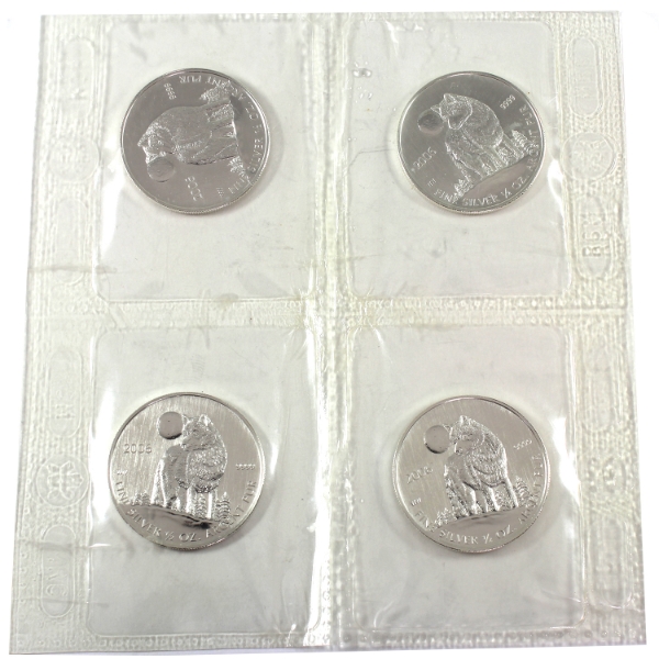 4x 1/2oz 2006 $5 SML Wolf .9999 Fine Silver in Sealed Sheet. 4pcs (Tax Exempt)