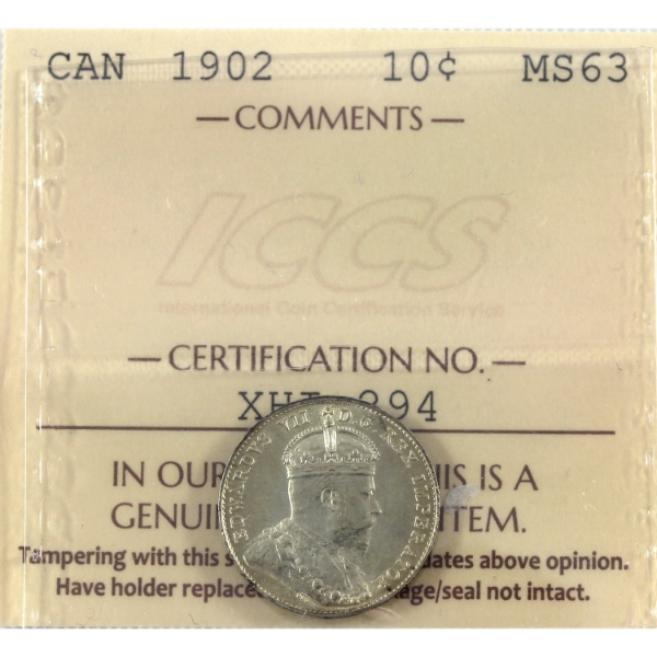 10-cent 1902 ICCS MS63