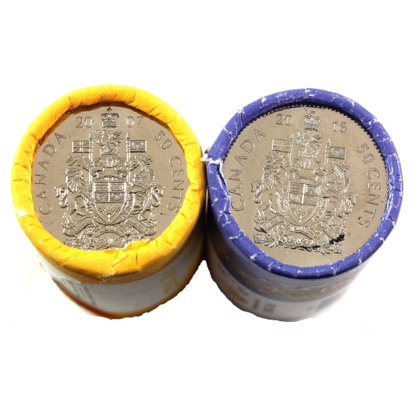 50-cent 2007 & 2016 Original Rolls of 25pcs. 2 Rolls.