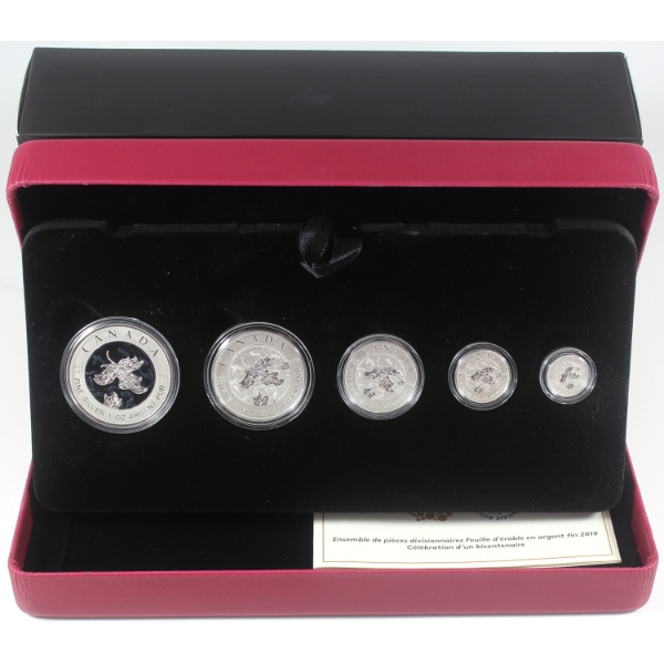 2019 A Bicentennial Celebration Silver Maple Leaf Fractional Set (Tax Exempt)