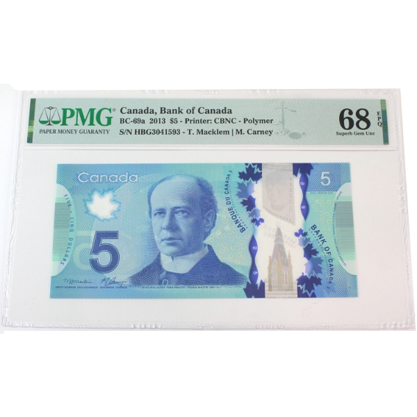 BC-69a 2013 $5 PMG Supurb GEM UNC68 EPQ Macklem-Carney SN: HBG3041593