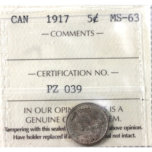 5-cent 1917 ICCS MS63