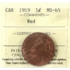 Image 1 : 1-cent 1919 ICCS MS65 Red