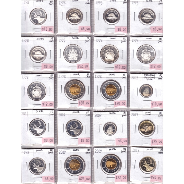 5-cent-$2 1998-2017 Bulk Collection in 20-Pocket Sheet. 20pcs.