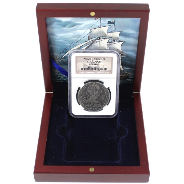 Mexico 1783Mo FF 8 Reales El Cazador Shipwreck Silver NGC Genuine in Display Case