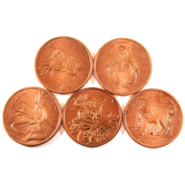 5x 1oz Assorted Mythology .999 Fine Copper Rounds. 5pcs