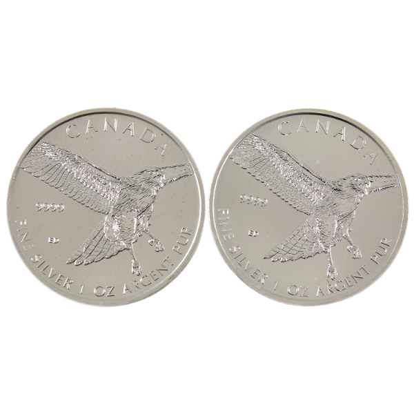 2x 1oz 2015 $5 Red Tailed Hawk .9999 Fine Silver Coins. 2pcs. (Tax Exempt)
