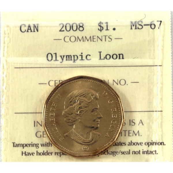 Loon $1 2008 Olympic Loon ICCS MS67