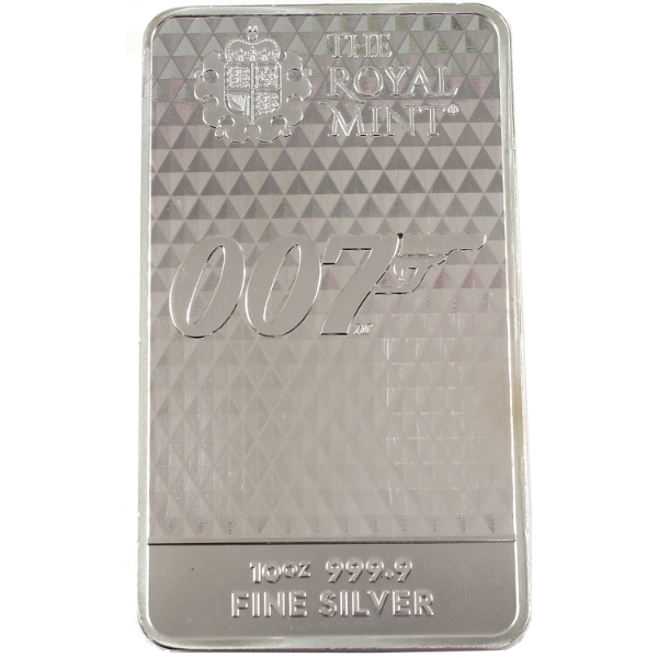 10oz Great Britain 2022 007 Diamonds are Forever .9999 Fine Silver Bar (Tax Exempt)