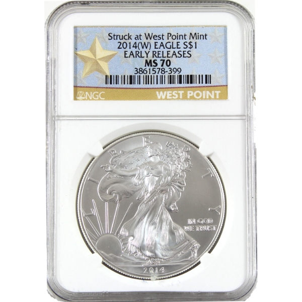 USA Silver 2014W $1 Silver Eagle Early Releases Struck at Westpoint Mint NGC MS70 (Tax Exempt)
