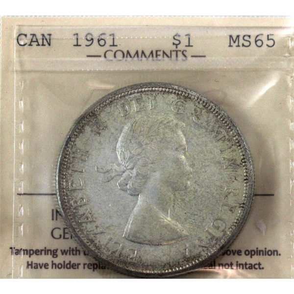 Silver $1 1961 ICCS MS65