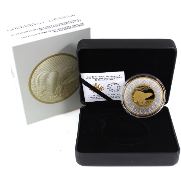 2021 $2 Renewed Silver Toonie- 25th Ann. of the $2 Circulation Coin 2oz Fine Silver (Tax Exempt)