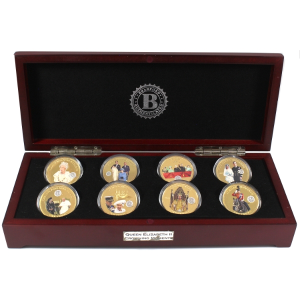 Tristan da Cunha 2014 1 Crown Queen Elizabeth II Crowning Moments 8-Coin Set