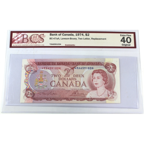 BC-47aA 1974 $2 *RA Replacement BCS EF40 Original Lawson-Bouey SN: *RA6591034