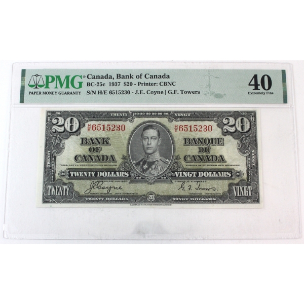 BC-25c 1937 $20 PMG EF40 Coyne-Towers SN: H/E6515230 