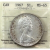 Image 1 : Silver $1 1967 ICCS MS65