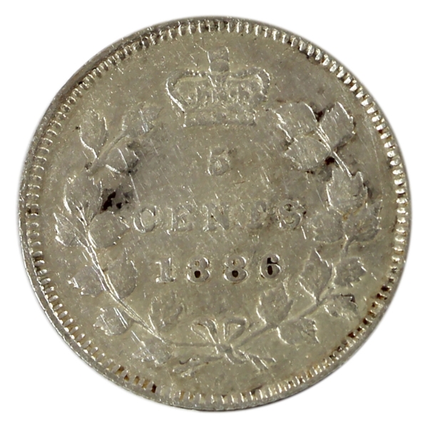 5-cent 1886 Large 6 VF-EF (Bent)