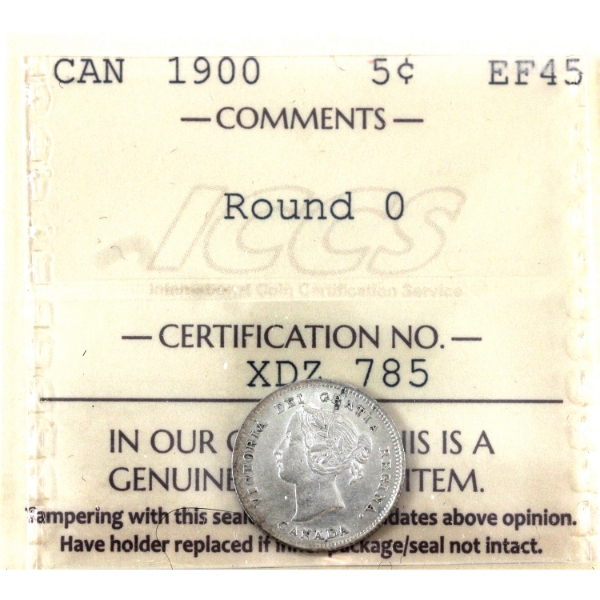 5-cent 1900 Round 0 ICCS EF45