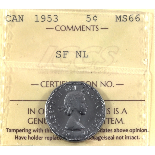 5-cent 1953 SF NL ICCS MS66